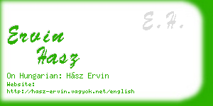 ervin hasz business card